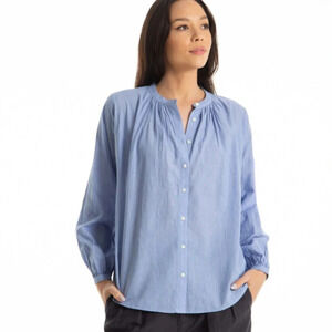 VINCE Lightweight Blue Cotton Button Up Blouse Size XS